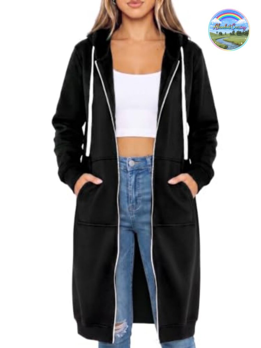 Women's Zip Up Fleece Hoodie Long Oversized Sweatshirt with Pockets